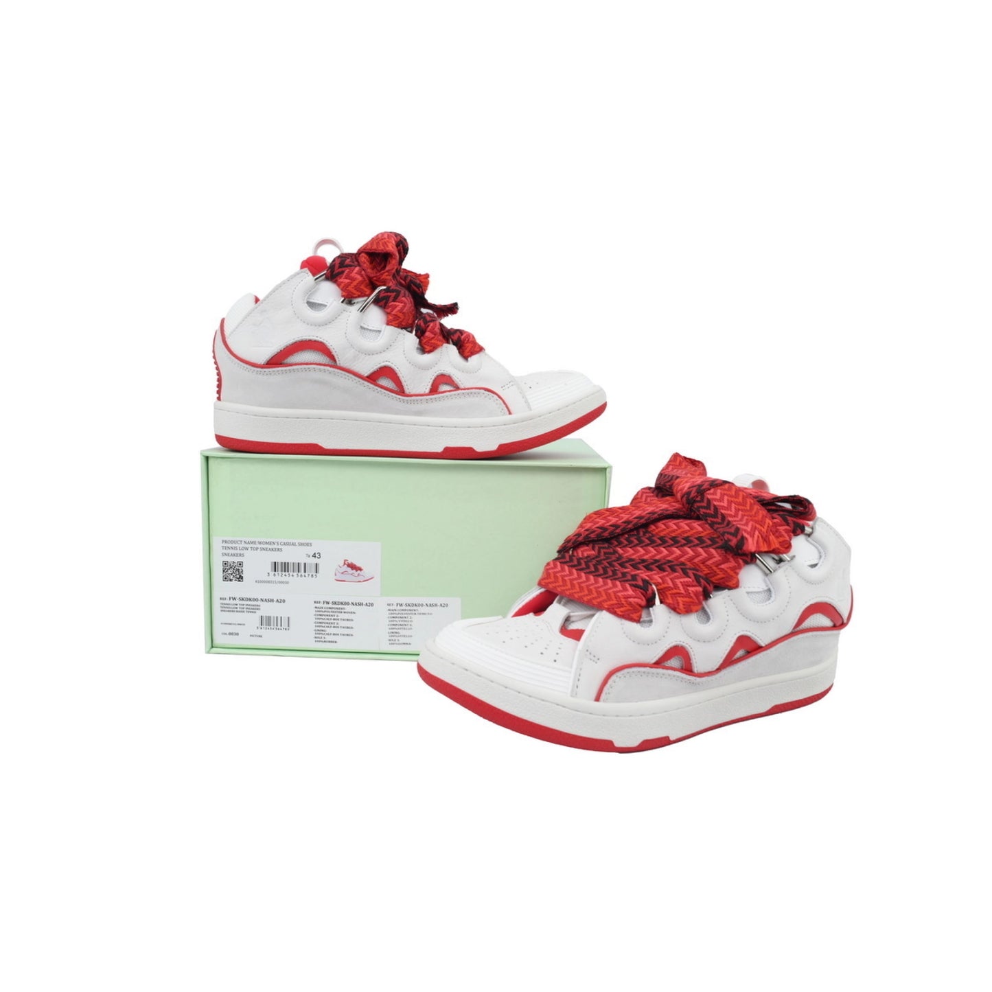 Lanvin Leather Curb White Red