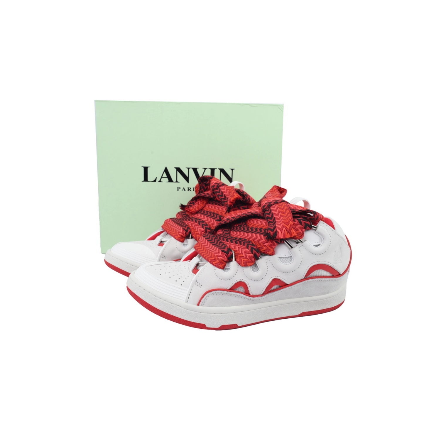 Lanvin Leather Curb White Red